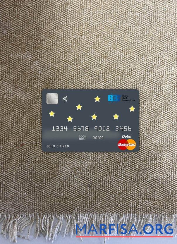 Blank Bosnia and Herzegovina Bosna International bank mastercard photolook front download for verification